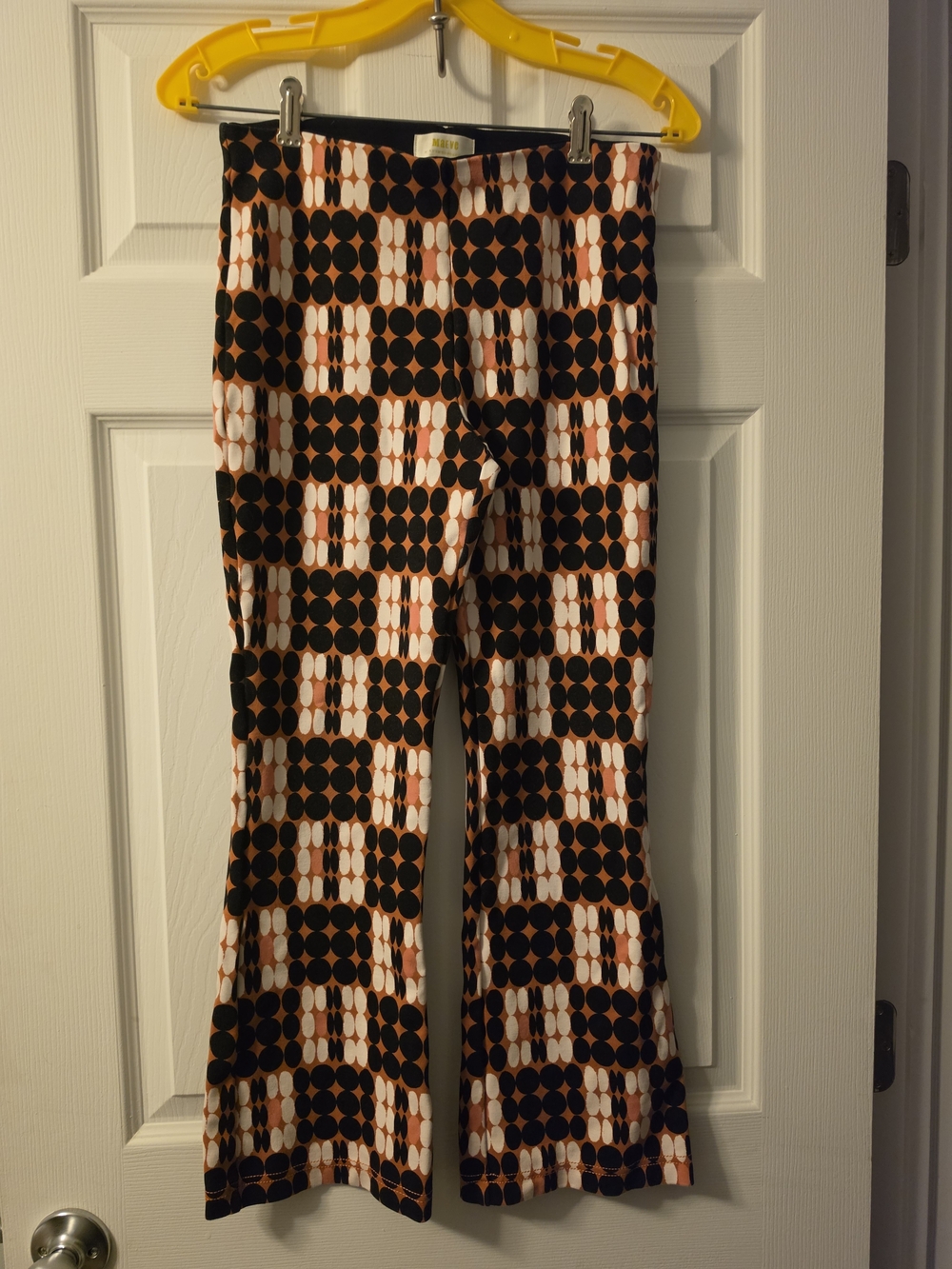Maeve By Anthropologie Women's Geometric Wide-Leg Pants in Black and Orange
